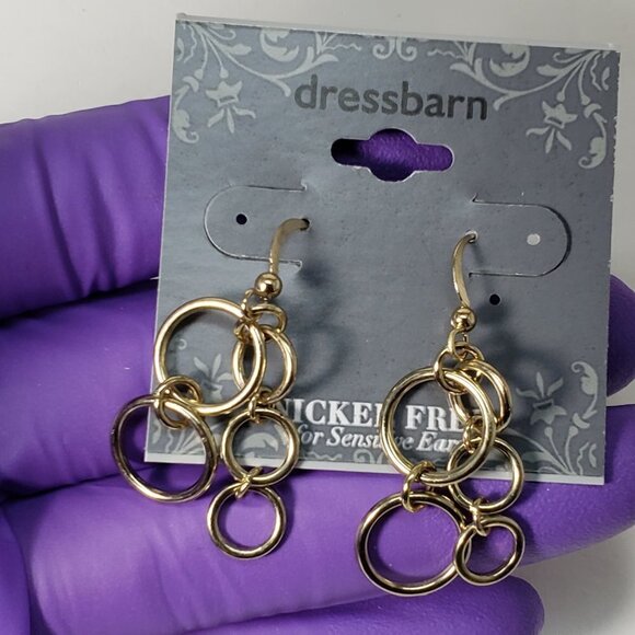 2/$30 Gold tone Hoops Cluster Design Drop Dangle Earrings, 1.75-in Women Jewelry - Picture 8 of 8